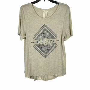 Moonchild T-Shirt Women's Sz XL Scoop Neck Short Sleeve Dream Graphic Print Gray